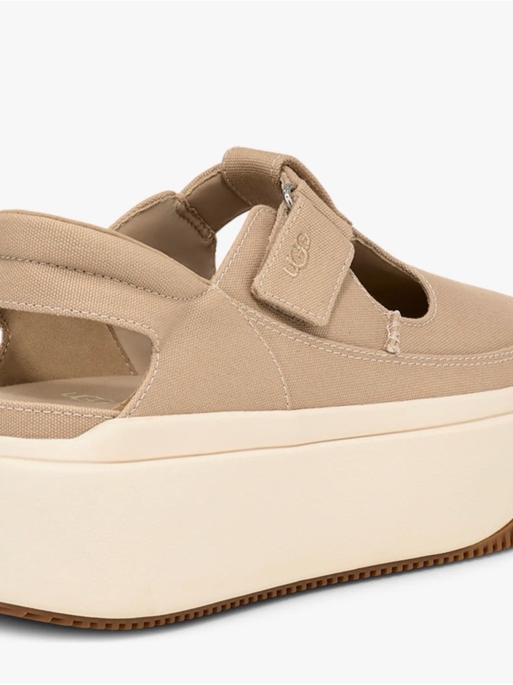 UGG Women's Tan Canvas Platform Mary Jane Slingback - Picture 2 of 14